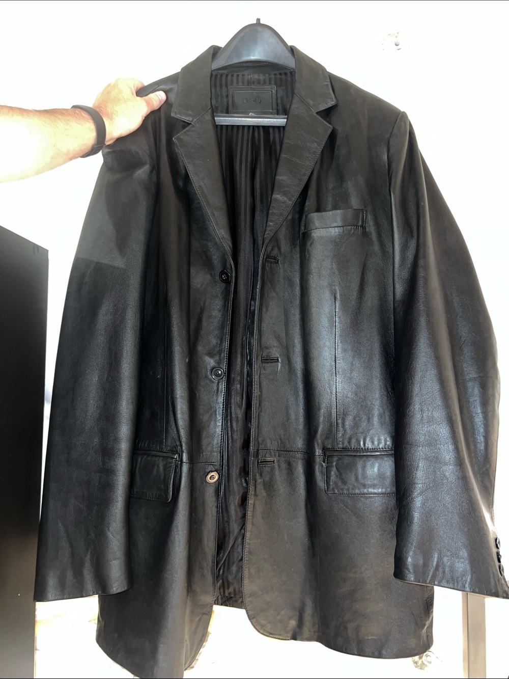 Apt. 9 Men's Black Leather Trench Blazer